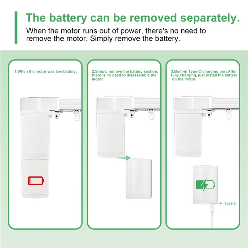 Smart Curtain Motor Tuya App - AFOURT-Zigbee Perde Motoru, Pille Çalışan Elektrikli