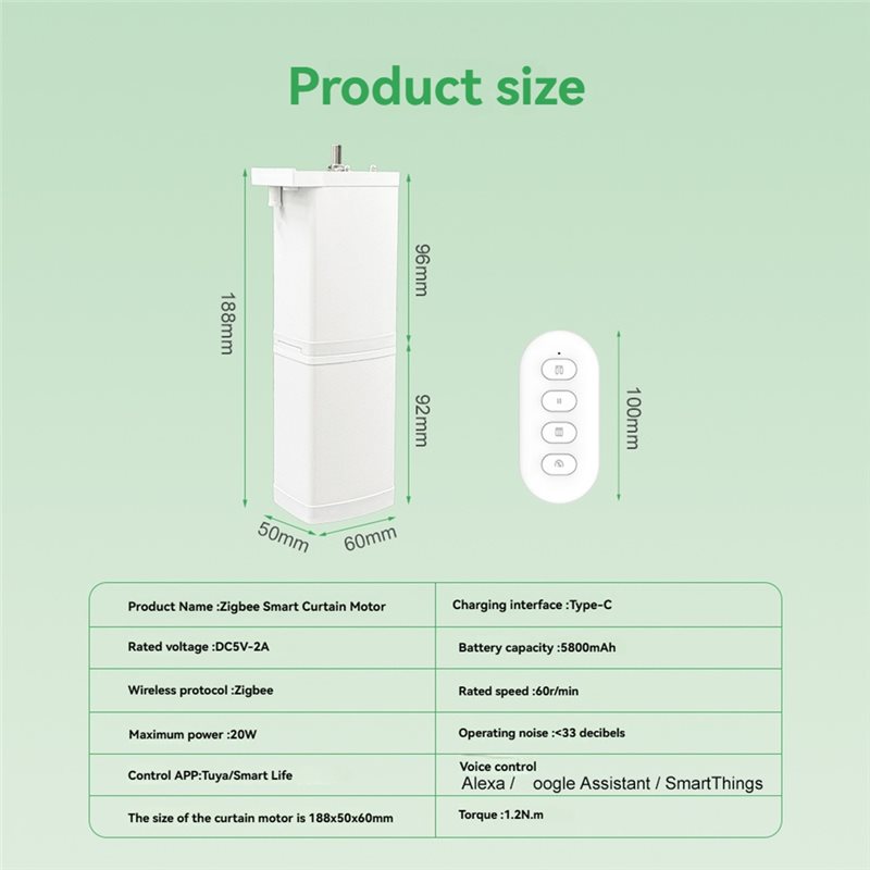 Smart Curtain Motor Tuya App - BHTS-Zigbee Perde Motoru, Pille Çalışan Elektrikli