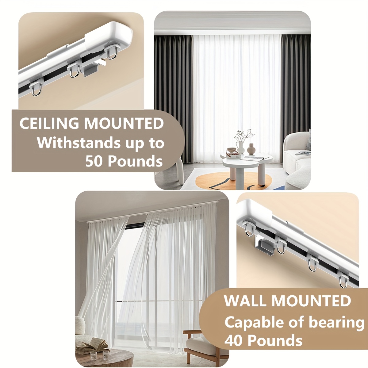 Geri Çekilebilir Perde Ray Sis - Curtain Track Ceiling Mount Aluminum incelemesi ve fiyatı